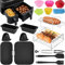 17PCS Airfryer Zubehör für Philips, Philips Dual Basket NA350 3000 SerieElektrofritteusen-Zubehör, Einschließlich Silikonform Zubehör, Brotbackformen, Küchenzange für Restaurant,Zuhause,Party