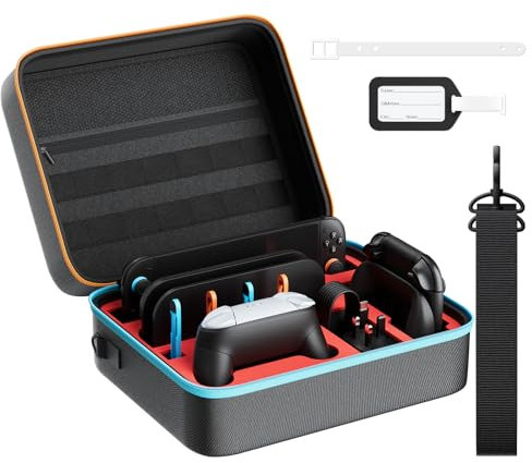 Hosanwell Travel Case for Nintendo Switch 2 - Anti-Slip Storage Organizer with Game Card Slot, Anti-Shift Design for Console & Accessories, Durable Portable Hard Shell Case