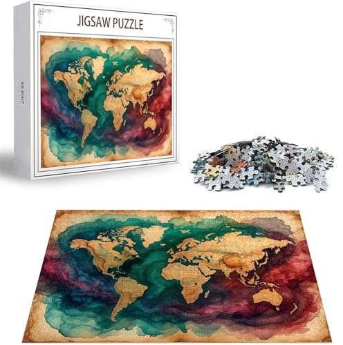 Jigsaw Puzzles for Adults 5000 Piece Jigsaw Puzzles for Adults. Puzzle Games Retro Wooden Puzzle World Map Jigsaws Game Challenge Premium Sustainable Jigsaws, Home Decor 61.42 x 41.34 inch D-165