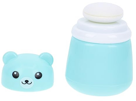 Yardwe Puderquasten Kasten Aus Langlebigem Kunststoff Blaue Cartoon Bär Pulverbehälter Für Babys Auslaufsicher Kompakt Für Unterwegs Praktische Körperpuder Und Gesichtspuder Kasten