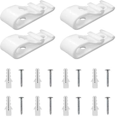 4 Pack Roman Blind P-Clips - White Child Safety Roller Blind Clips with Screws and Plastic Pillars for Vertical, Roman Blinds, Bead Chains, Loop Cords