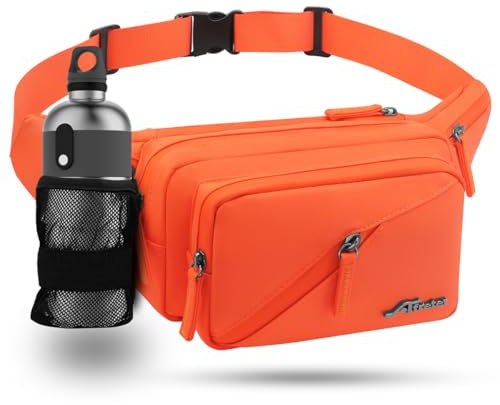 REETEE Bauchtasche Damen und Herren Wasserabweisende Gürteltasche mit Flaschenhalter, Mehrere Fächer Hüfttasche Sport für Reise Wandern Hundetraining Outdoor-Aktivitäten (Orange)