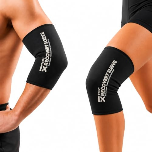 TMX® RECOVERY SLEEVE Kniebandage Damen & Herren | Ellenbogenbandage | 360° Kälte- und Wärmetherapie | Knie Kühlpack gegen Schwellungen & Gelenkschmerzen | Kühlmanschette Knie | Tennisarm Bandage (L)