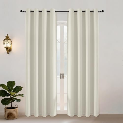 Simplebrand Verdunklungsvorhänge Beige mit Ösen 2er Set H183 x B140 cm | Blickdicht und beidseitig matt, wärmeisolierend und weich für Schlafzimmer, Wohnzimmer, Gästezimmer und Büro