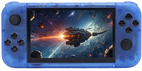 Cryfokt Retro Video Game Console, USB C RGB Lighting 2 GB DDR4 Handheld Game Console HD Multimedia Interface 64 GB für Weihnachten (Transparentes Blau)