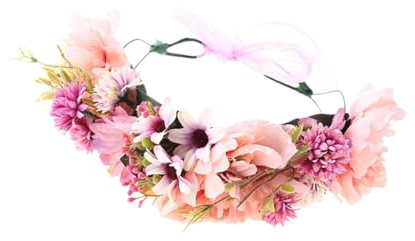 Romantischer Blumenkranz Rosa Gewebe Kopfschmuck für Fotoshootings | 1 Stück, Simulierte Blütenoptik, Angenehm zu Tragen, für Karneval und Weihnachten