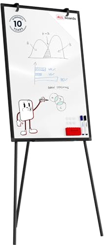 ALLboards Magnetisches Whiteboard-Flipchart 90×60 cm, Schwarz + GRATIS