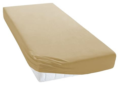 TM MAXX Jersey Spannbettlaken für Baby und Kinder mit Öko-Tex Standard (Sand 018, 80x180) Matratzenhöhe bis 25 cm, Spannbetttuch aus 100% Baumwolle