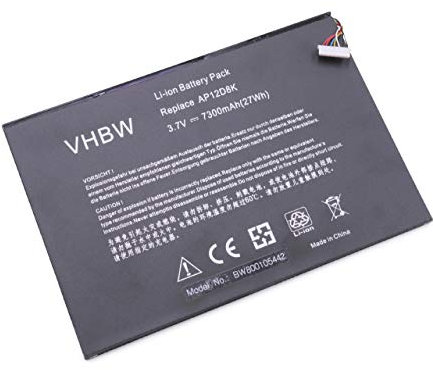 vhbw Batterie 7300mAh (3.7V) pour Tablette Ordinateur Acer Iconia W510P-1406, W510P-1867 comme 1ICP4/83/103-2, AP12D8K.