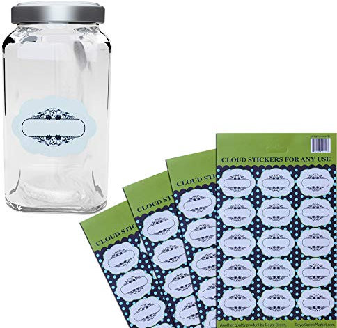 Blank Labels with decorative border for kitchen organization, pantry racks, spices, cabinets and jars STICKERS - by Royal Green