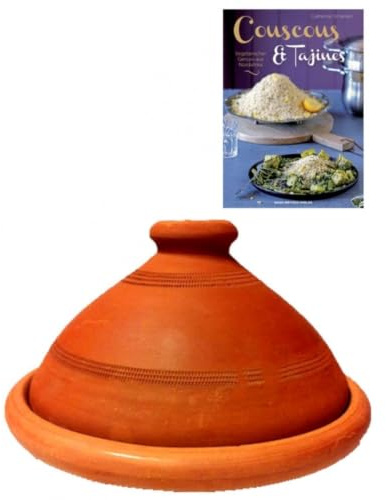2er Set ORIGINAL Tajine Tagine 35 cm + Vegetarischer Genuss Nordafrika