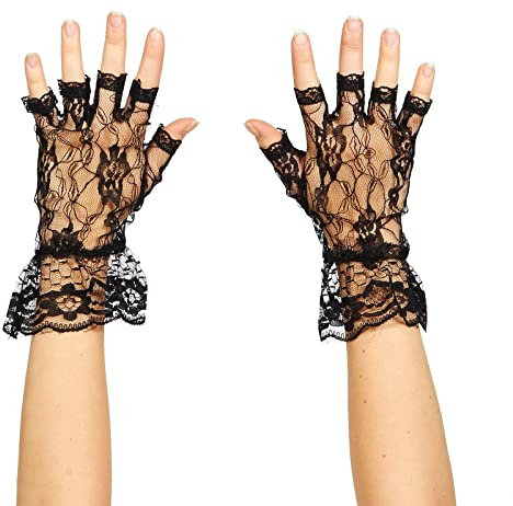 Gifts 4 All Occasions Limited Women's Fingerless Gloves Black Lace Madonna Halloween Fancy Dress Party Wedding Durable Universal Fit