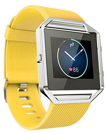 TopTen, Ersatz-Armband für Fitbit-Blaze-Smartwatch, verstellbar, aus weichem Silikon M gelb