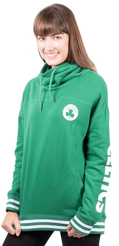 Ultra Game NBA Boston Celtics Women's Funnel Neck Fleece Pullover Hoodie Sweatshirt, X-Large, Kelly Green