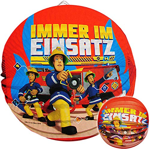 alles-meine.de GmbH Laterne/Lampion - Feuerwehrmann Sam - aus Papier - RUND - für Kinder Papierlaterne - Lampe - Laternen Lampions - Figuren - für Laternenumzug/Martinsum..