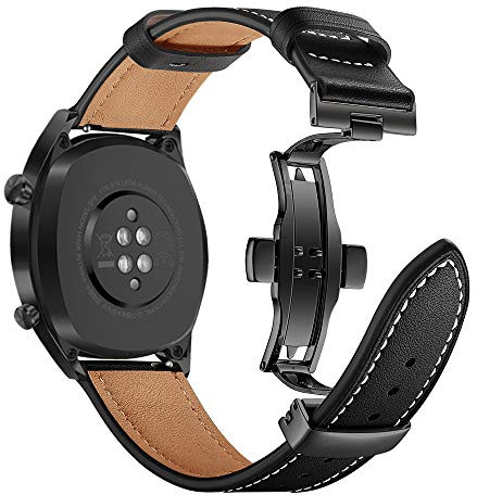 AISPORTS Kompatibel mit Huawei Watch GT4 46 mm/GT3 46 mm/GT3 Pro Titan 46 mm, Lederarmband, 22 mm Schnellverschluss, Sportarmband, Ersatzband für Huawei Watch 4/4 Pro/3/3 Pro/Ultimate/Buds