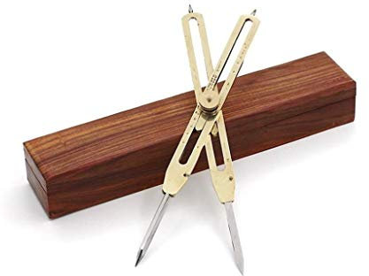 Zirkel, Messingteiler, 22,9 cm, mit Hartholzbox und Edelstahlspitzen