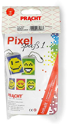 Pracht Creatives Hobby Pixel P90020-00505 Spaß Bastelset 1, zur Gestaltung von 2 Schlüsselanhängern für Kinder, kinderleichtes Stecksystem, ohne Bügeln und Kleben, Steinchen aus Biokunststoff