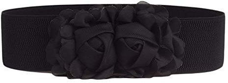 Diyafas Damen Elastischer Taillenband Breite Chiffon Roses Dehnbar Gürtel für Kleider