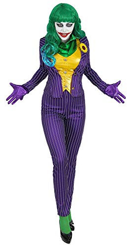 Mad Joker Damen Kostüm Jackett Weste Hose Bluse Handschuhe, Größe:L