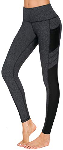 Flatik Sporthose Damen Sport Gym Yoga Laufen Fitness Leggings Hose Taille mit Taschen M