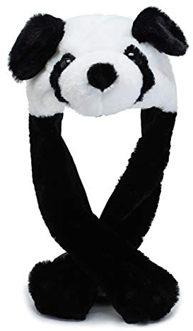 dressfan Plüsch Panda Ohren Hut mit Wackelohren,Bär Mütze Spielzeug mit Ohren die Sich Bewegen,Spielzeug Geburtstags Weihnachts Geschenk Cosplay Hut für Kinder Mädchen