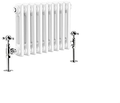 Warmehaus - Radiador horizontal tradicional de hierro fundido blanco de doble columna de 300 x 425 mm - Perfecto para baños, cocina, sala de estar