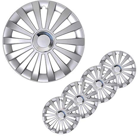 Radkappen 15 Zoll 4er Set Silber Radzierblenden in Chrom Radblenden für Stahlfelgen