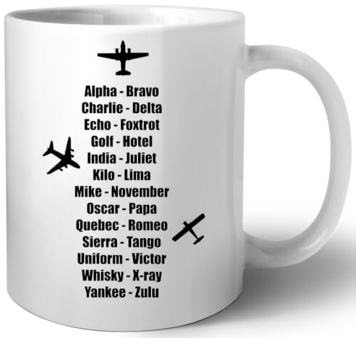 Luxogo Pilot Phonetisches Alphabet Militär Kadetten Flugzeuge Keramiktasse Ceramic Mug