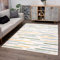 Teppich Shaggy Hochflor - Streifen-Muster 120x160 cm Creme Multi - Moderne Wohnzimmer-Teppiche