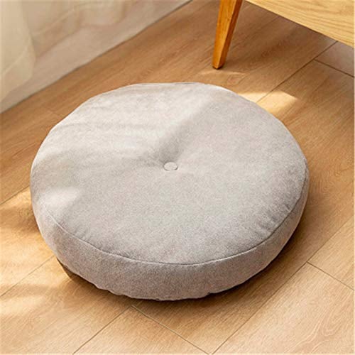 SWECOMZE Tatami Sitzkissen Rund Verdicken Gemütlich Bodenkissen Kissen für Wohnzimmer Garten Esszimmer Home Deko (Grau,Durchmesser 42cm)