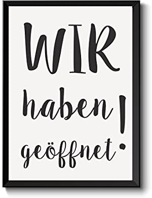 wohnstil Poster -Wir haben GEÖFFNET, Mitteilung zur Wiedereröffnung (Corona bedingt), Einzelhandel, Geschäft, Plakat DIN A4, A3, A2 Schild für Kunden, Bild, Rahmenoption