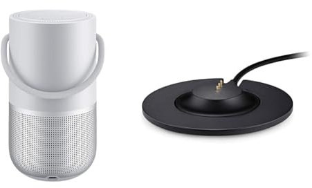 Bose Portable Smart Speaker - avec Contrôle Vocal Alexa Intégré, Argent & Socle de Chargement de l’Enceinte Portable Home Speaker, Noir