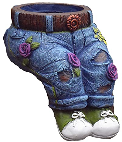 Baoblaze Plant Resin Pot Jeans Styling Blumentopf Garten Ornament, Sitzende Jeans, 7,5x10x14,5cm