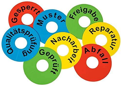 10 Beschriftete Signalringe Muster Gesperrt Freigabe Nacharbeit Reparatur Muster (Schildmotiv: Qualitätsprüfung)