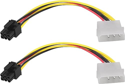 zdyCGTime 4Pin Molex Männlich auf 6-Pin PCI-E Männlich Grafikkarten Netzkabel Adapter,Molex to 8Pin,4-Pin Molex auf 6Pin PCI-E Express-Kabel Grafikkarte Adapter Umrechnungsschnur.(17cm/2 Stück)