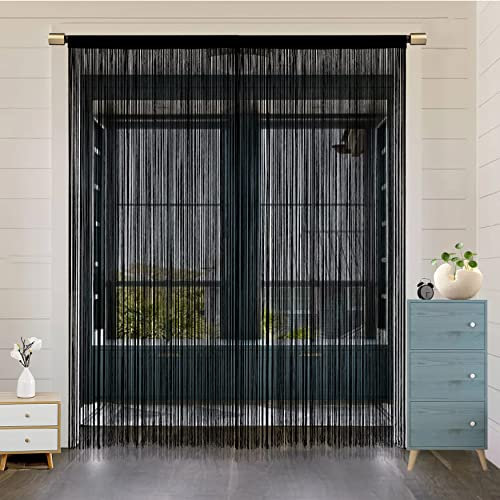 HSYLYM Türvorhang Fenstervorhänge Türdekorationen Raumteiler Dekorationen für Zimmertüren, Wandschrank, Party und Möbel, einteiliges Design 244x229cm Schwarz