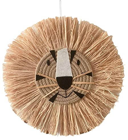 Baoblaze Cartoon Wandbehang, Nordic Gewebte Wanddekoration, Löwe Tiger Vogelscheuche Wandbehänge, Baumwollfaden Anhänger Wandteppich für Kinderzimmer Wohnzimmer Küche Büro - D
