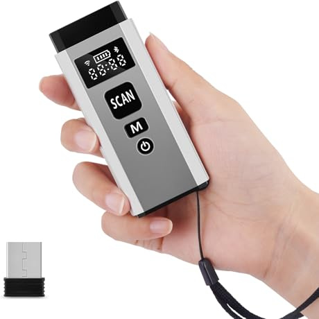 JRHC Lettore di codici a barre Bluetooth 2D, 3 in 1, con cavo USB, Bluetooth 4.2 e wireless 2.4 G, mini lettore di codici Qr portatile con schermo TFT per tablet POS iPhone iPad Android Windows Mac