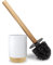 Nadi Collection Brosse WC WC série Bélier Blanc mat Résine et bois Base peinte à la main Brosse noire amovible 9,1Ø x 34,5 cm Hauteur (Blanc)