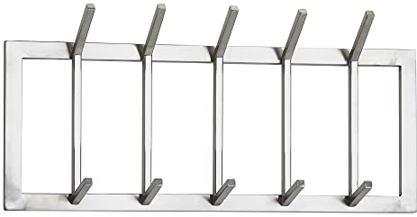 Wohnling Wandgarderobe 65x10x30 cm Metall Silber, Hakenleiste Flur