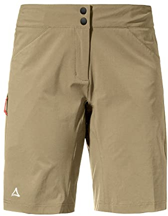 Schöffel Damen Shorts Danube L, wasserabweisende Radhose, schnell trocknende Fahrradhose mit Bundverstellung, soft walnut, 42