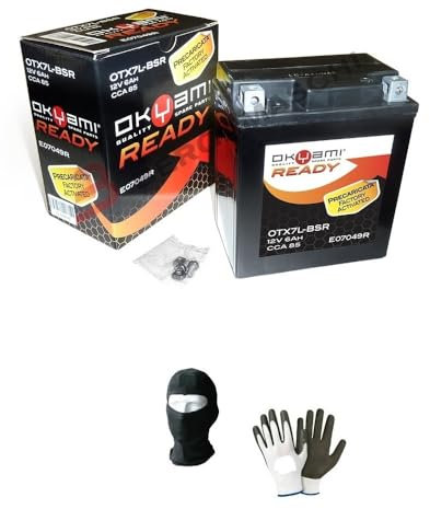 Kompatibel mit Piaggio Vespa Primavera 4T 3V E4 (CA0100) 50 2017-2020 Batterie bereits fertig geladen, versiegelt, Okyami OTX7L-BSR aktive Batterien 6 Ah Ampere 12 Volt spezifisch 114 x 71 x 131 mm