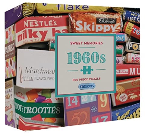 Sweet Memories of the 1960s | 500 Piece Gift Puzzle | Vintage Sweets & Chocolate | Sustainable Jigsaw Puzzle for Adults | Premium 100% Recycled Board | Great Gift for Adults | Gibsons Games