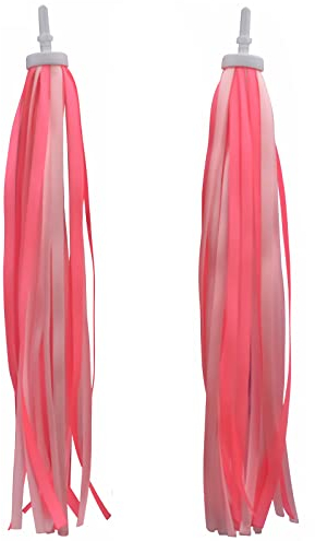 YUTOU 1 Paar Kinder Fahrrad Luftschlangen Fahrrad Lenker Streamer Bänder Lenkerfransen Streamer Bändchen Fahrrad Griffe Quasten Bänder für Kinderfahrrad Kinder Roller Quasten Dekoration (Rosa)