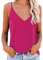 NONSAR Camiseta interior con tirantes finos ajustables estilo espagueti para mujer, camiseta básica, camisola, rojo rosado, M