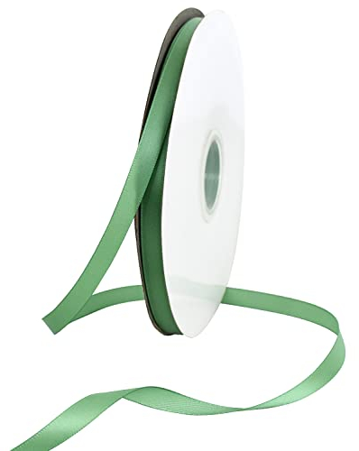 TONIFUL Satinband Senfgrün 10mm, 91 Meters Dekoration Geschenkband Fein Schleifenband, Stoffband für Hochzeit, Taufe und Geburtstag Geschenke Der Valentinstag Verpackung von Geschenken
