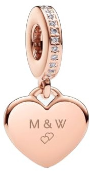 PANDORA Gravierbares Herz Charm-Anhänger aus rosévergoldeter Metalllegierung, Kompatibel Moments, Moments Kollektion, 782015C00