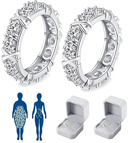 QKKO Magnetischer Zirkon-Shaping-Kreuz-Voll-Moissanite-Diamant-Ring, neuer magnetischer Zirkon-Shaping-Ring zur Gewichtsabnahme, Sterlingsilber X Criss Cross-Ring (2pc-Silver,#6)