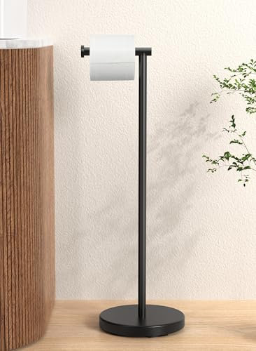 KES Toilettenpapierhalter mit beschwerter Basis, 66 cm H (größere Version), freistehender Toilettenpapierrollenhalter für Badezimmer, rostfreier SUS304 Edelstahl, BPH283S66-BK
